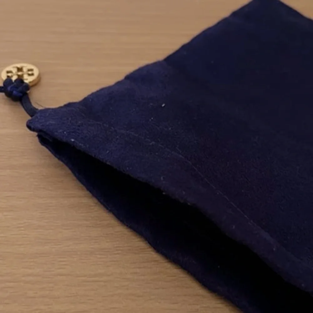 TORY BURCH velvet dust bag, Navy blue and gold logo